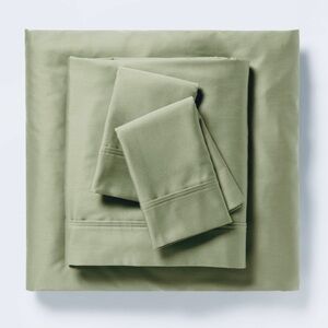Threshold Queen Green Cotton Sateen Sheets 3 Piece Cooling